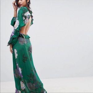 ASOS Green Floral Backless Dress